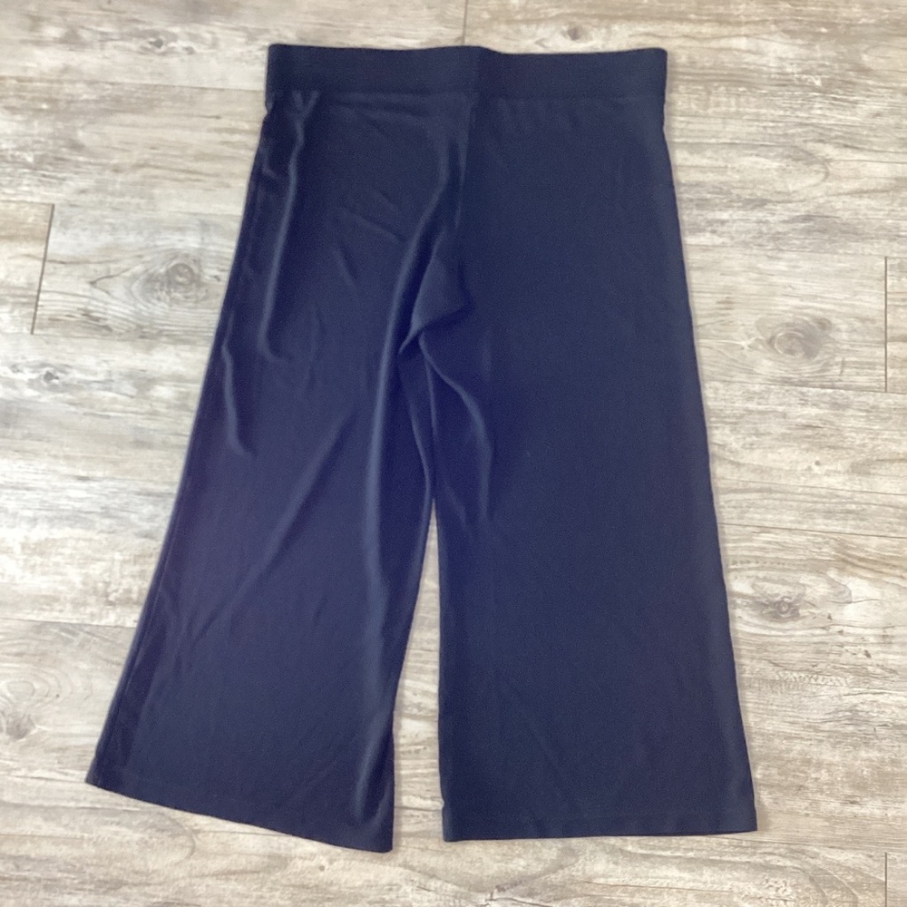 DKNY Women’s Black Blend Wide Leg Cropped Pants Gartered Waistband